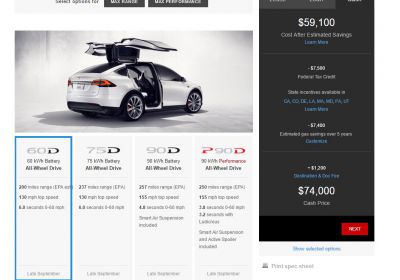 Tesla představila Model X 60D s dojezdem 320 km