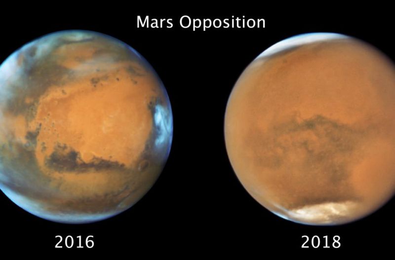 Mars v opozici ke Slunci, a tedy nejblíže k Zemi. Jak vypadal v roce 2016 a jak vypadá dnes?