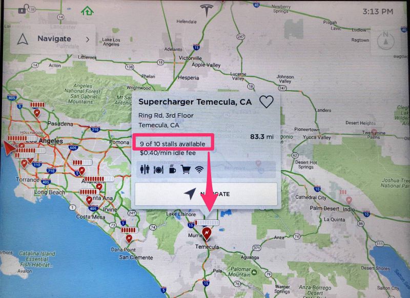 Ve vozech Tesla je možné nově zobrazit i reálnou obsazenost Superchargerů